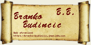 Branko Budinčić vizit kartica
